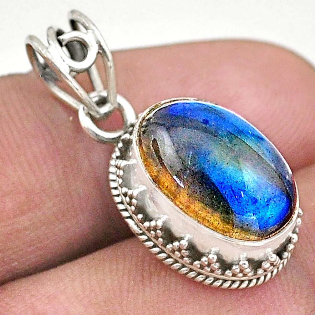 6.26cts natural blue labradorite 925 sterling silver pendant jewelry t46728