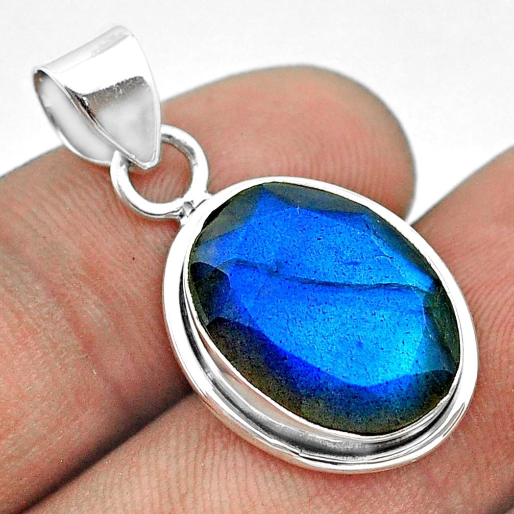 8.79cts natural blue labradorite 925 sterling silver pendant jewelry t53607