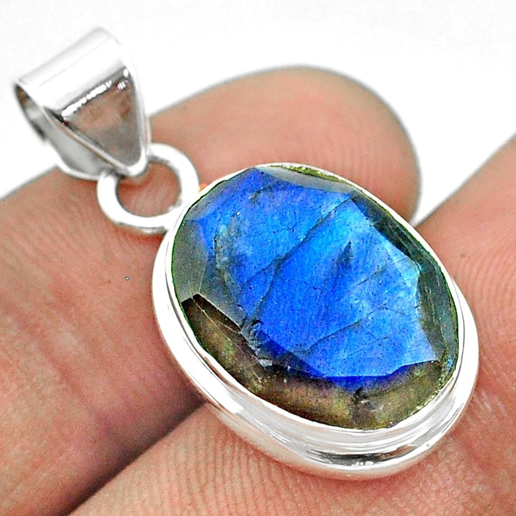 10.72cts natural blue labradorite 925 sterling silver pendant jewelry t53610