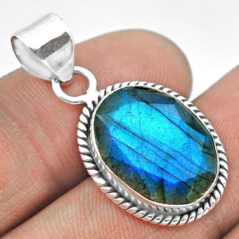 9.18cts natural blue labradorite 925 sterling silver pendant jewelry t53611