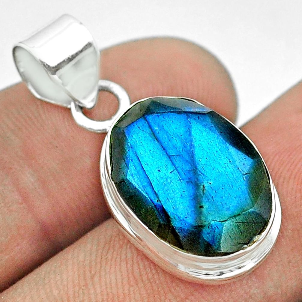 9.90cts natural blue labradorite 925 sterling silver pendant jewelry t53613