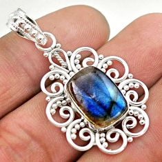 6.31cts natural blue labradorite 925 sterling silver pendant jewelry t68339