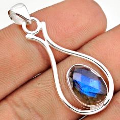 4.75cts natural blue labradorite 925 sterling silver pendant jewelry u13935