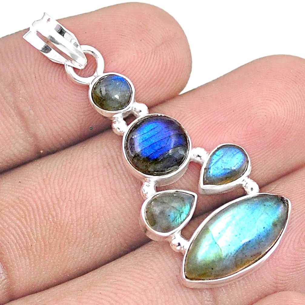 12.30cts natural blue labradorite 925 sterling silver pendant jewelry u32151