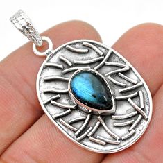 4.25cts natural blue labradorite 925 sterling silver pendant jewelry u75071