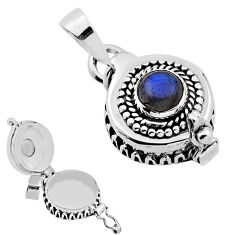 1.10cts natural blue labradorite 925 sterling silver poison box pendant n31964