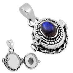 1.83cts natural blue labradorite 925 sterling silver poison box pendant n31968