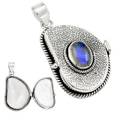 Clearance Sale- 4.44cts natural blue labradorite 925 sterling silver poison box pendant p79826
