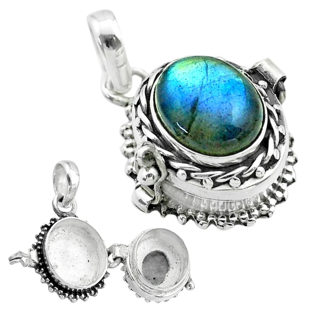 5.01cts natural blue labradorite 925 sterling silver poison box pendant t52705