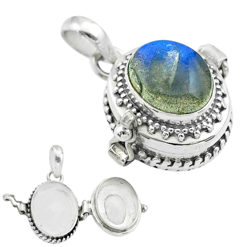 5.01cts natural blue labradorite 925 sterling silver poison box pendant t52714