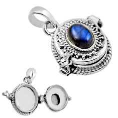 2.27cts natural blue labradorite 925 sterling silver poison box pendant y45118