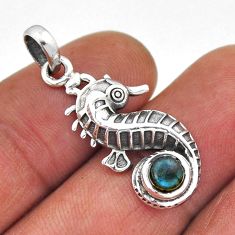 0.71cts natural blue labradorite 925 sterling silver seahorse pendant n45159