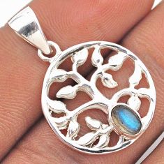 1.01cts natural blue labradorite 925 sterling silver tree of life pendant t88525