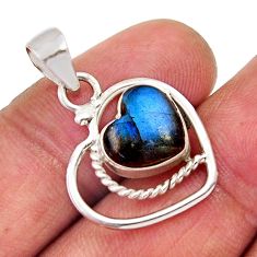 5.57cts natural blue labradorite heart 925 sterling silver heart pendant y91899