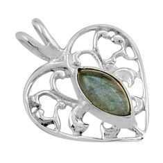 1.84cts natural blue labradorite marquise sterling silver heart pendant y27407