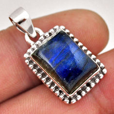 6.07cts natural blue labradorite octagan 925 sterling silver pendant n41848