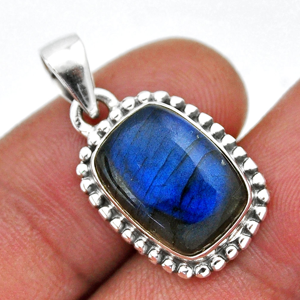 6.27cts natural blue labradorite octagan sterling silver pendant jewelry n41096