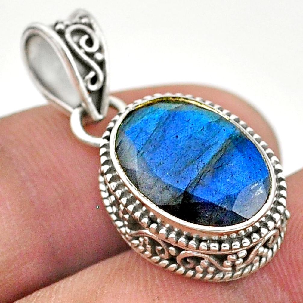 6.06cts natural blue labradorite oval 925 sterling silver pendant jewelry t42167