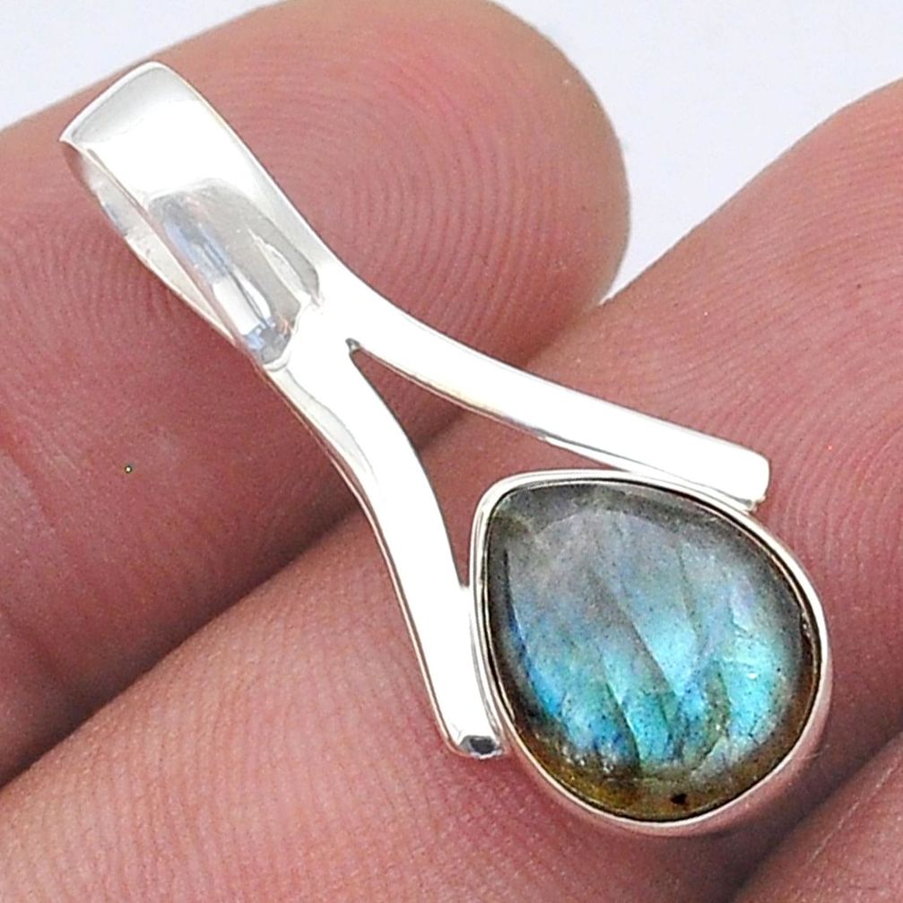 2.64cts natural blue labradorite pear 925 sterling silver pendant jewelry u61827