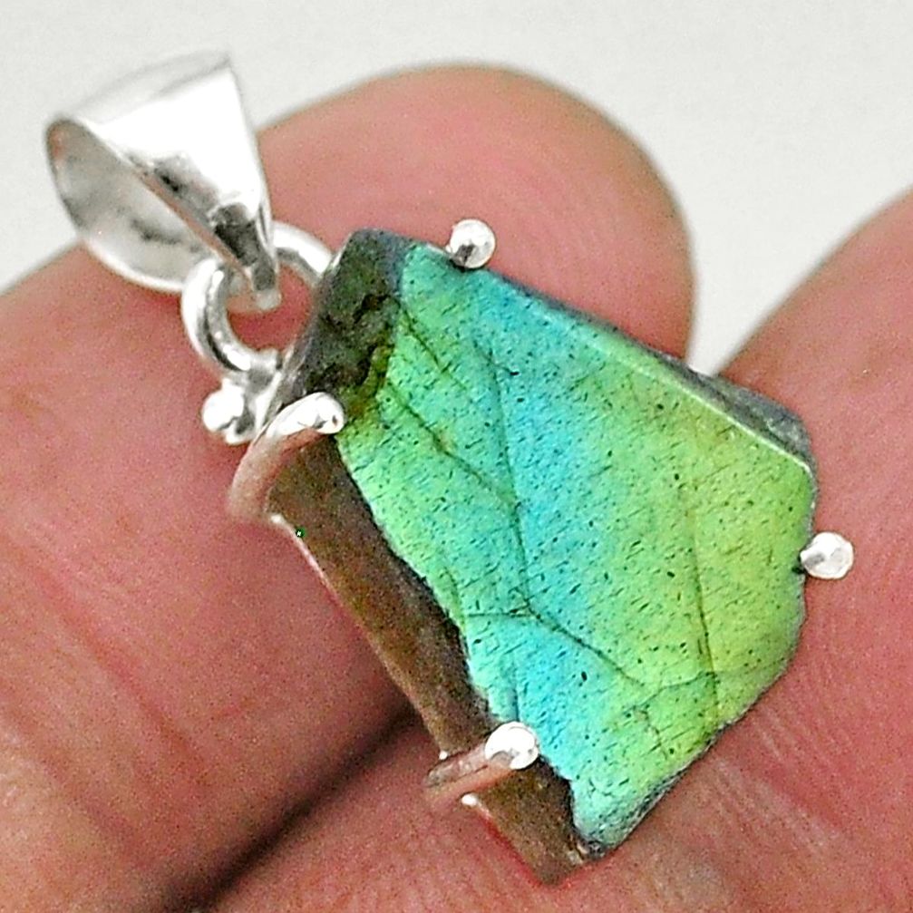 9.98cts natural blue labradorite slice 925 sterling silver pendant r95502