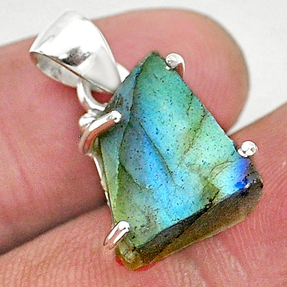 7.49cts natural blue labradorite slice 925 sterling silver pendant r95514