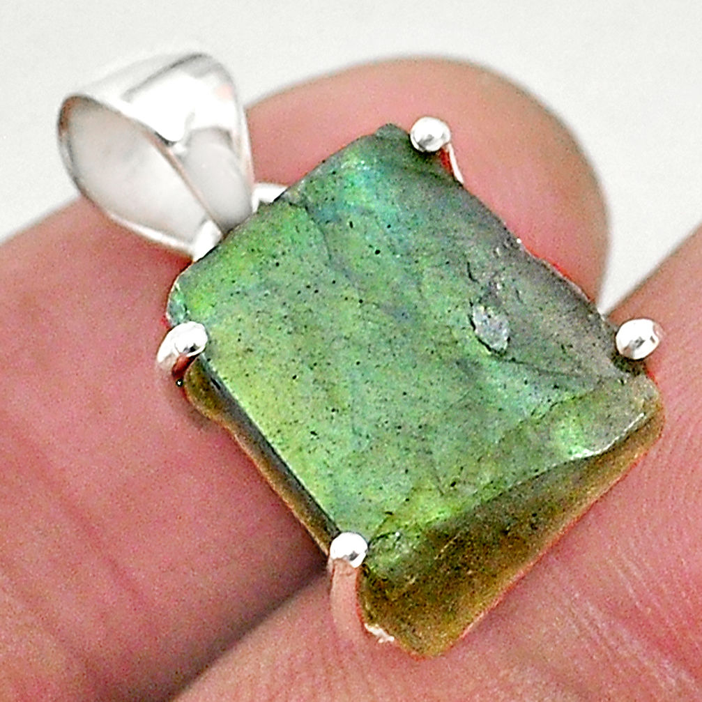 9.29cts natural blue labradorite slice 925 sterling silver pendant r95519