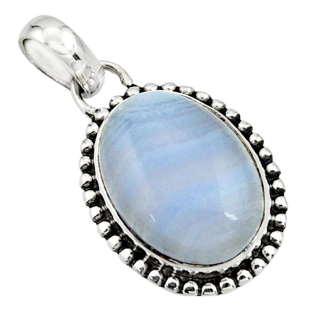 13.67cts natural blue lace agate 925 sterling silver pendant jewelry r26515