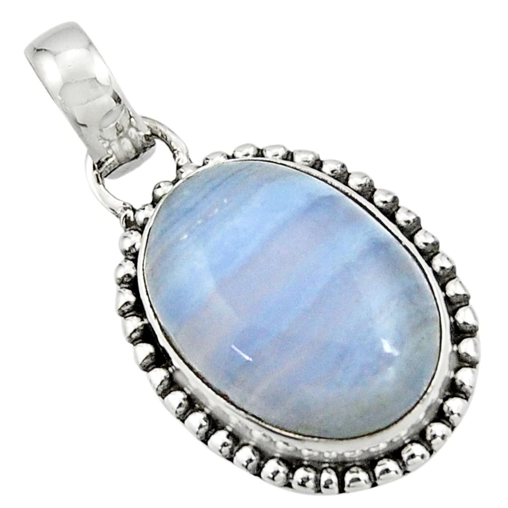 14.03cts natural blue lace agate 925 sterling silver pendant jewelry r26518
