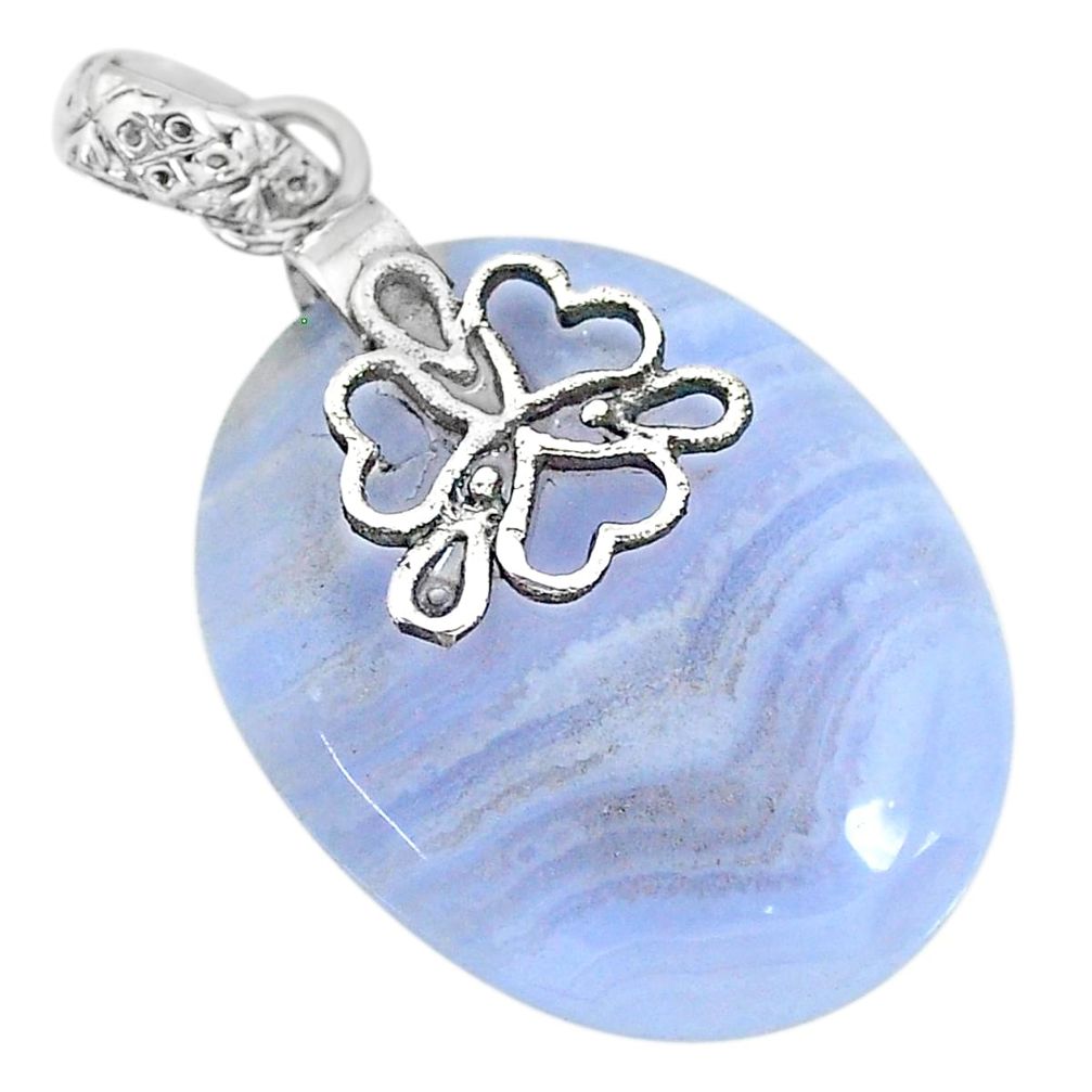 23.33cts natural blue lace agate 925 sterling silver pendant jewelry r90966