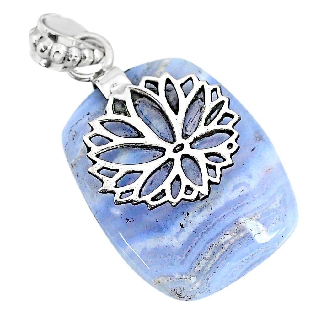 23.97cts natural blue lace agate 925 sterling silver pendant jewelry r90974