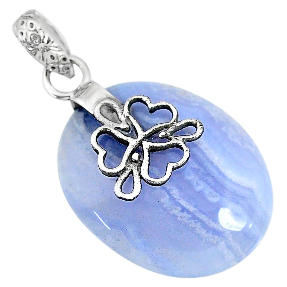 19.90cts natural blue lace agate 925 sterling silver pendant jewelry r91214