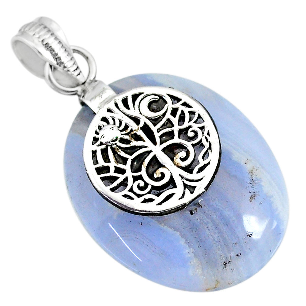 20.98cts natural blue lace agate 925 sterling silver pendant jewelry r91216