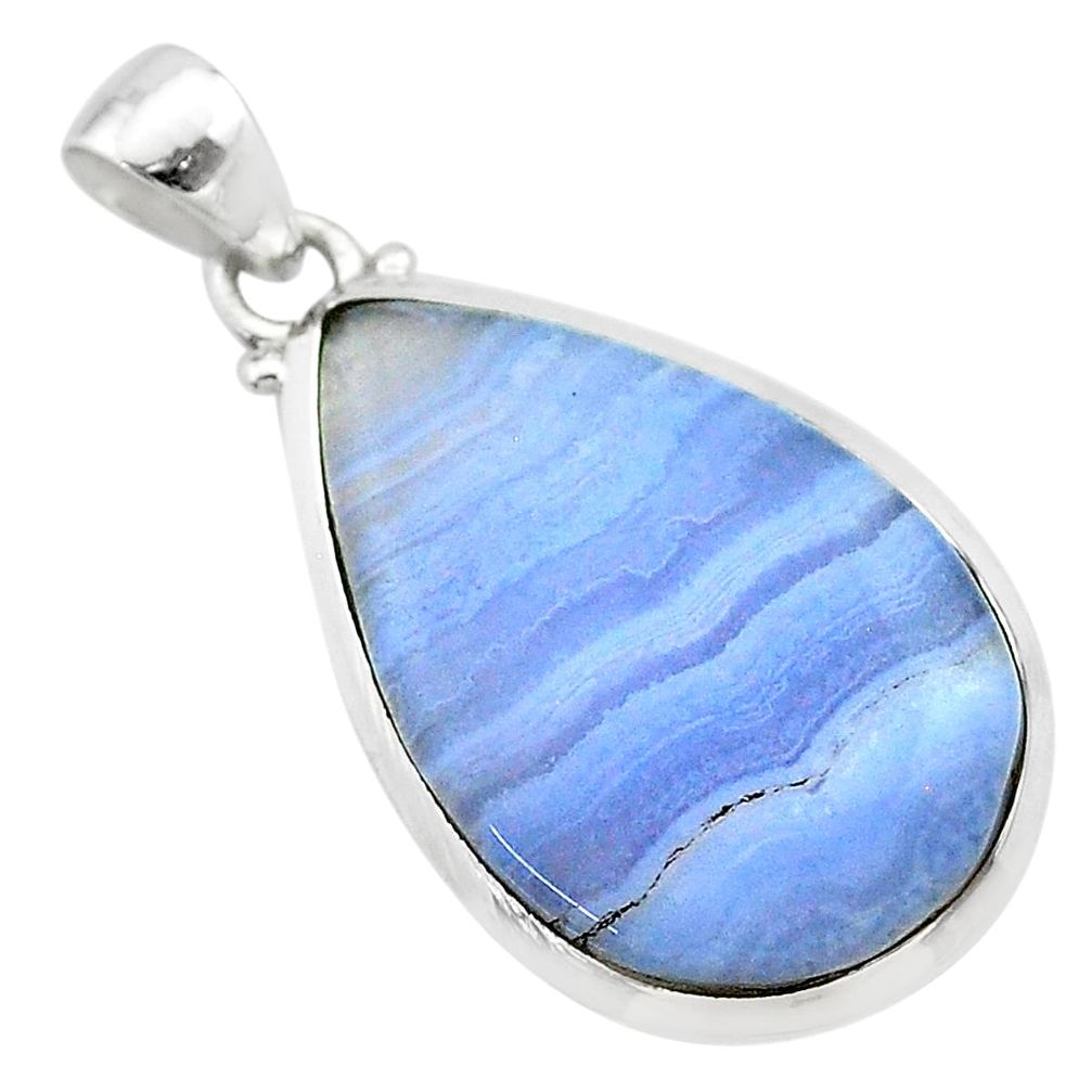 16.85cts natural blue lace agate 925 sterling silver pendant jewelry t22481