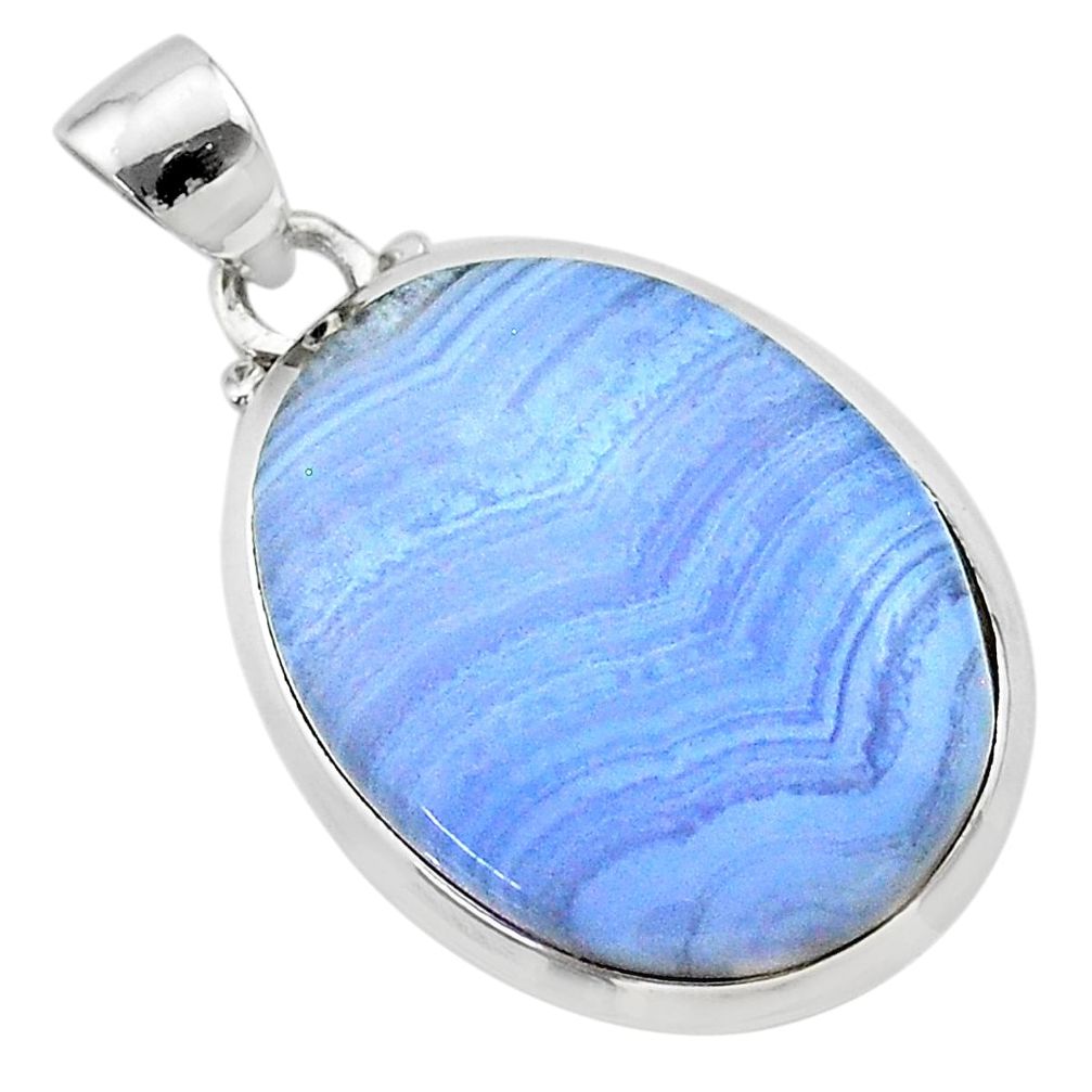 17.29cts natural blue lace agate 925 sterling silver pendant jewelry t22482