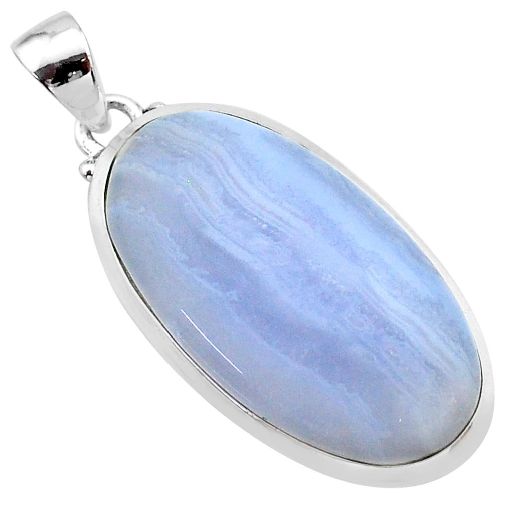 19.42cts natural blue lace agate 925 sterling silver pendant jewelry t22509