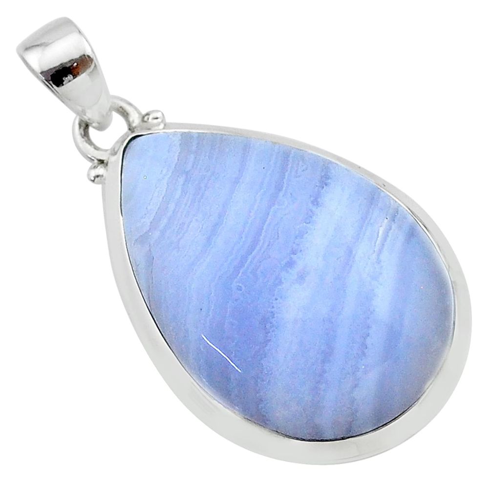 19.42cts natural blue lace agate 925 sterling silver pendant jewelry t22524