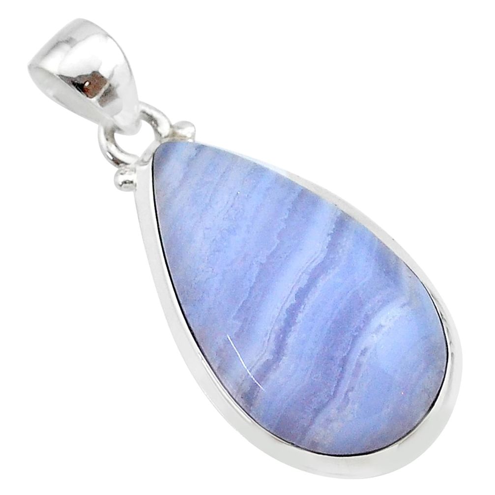 14.79cts natural blue lace agate 925 sterling silver pendant jewelry t22534