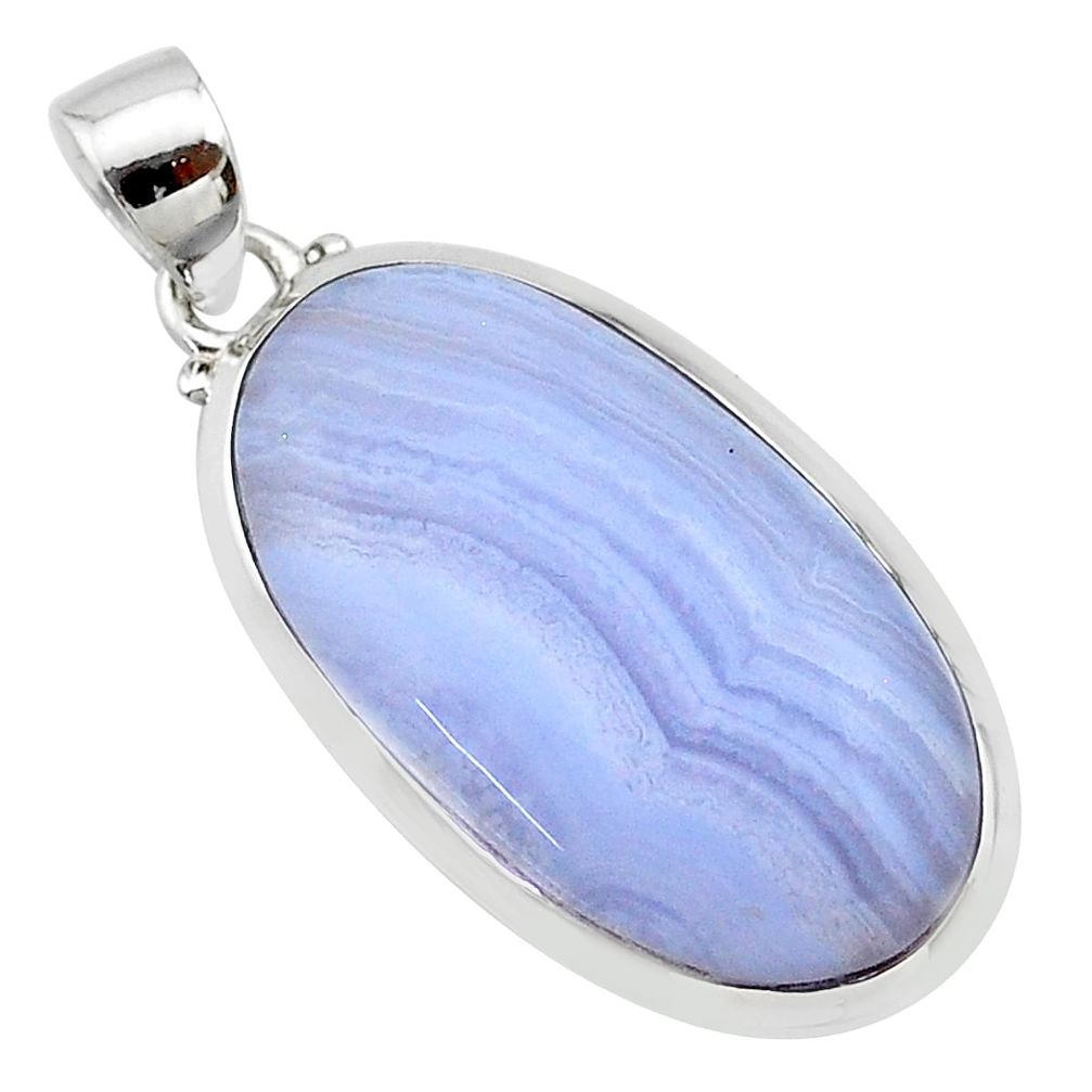 17.37cts natural blue lace agate 925 sterling silver pendant jewelry t22537