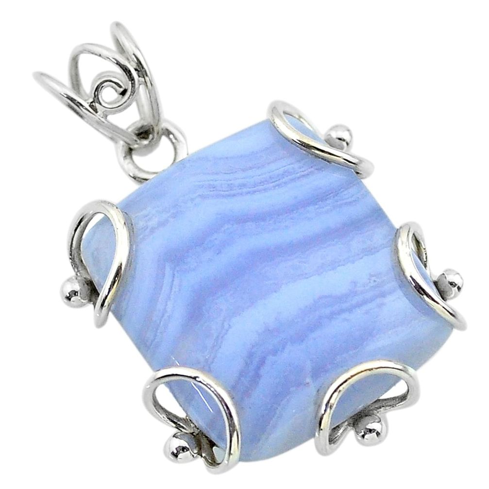 22.88cts natural blue lace agate 925 sterling silver pendant jewelry t31832