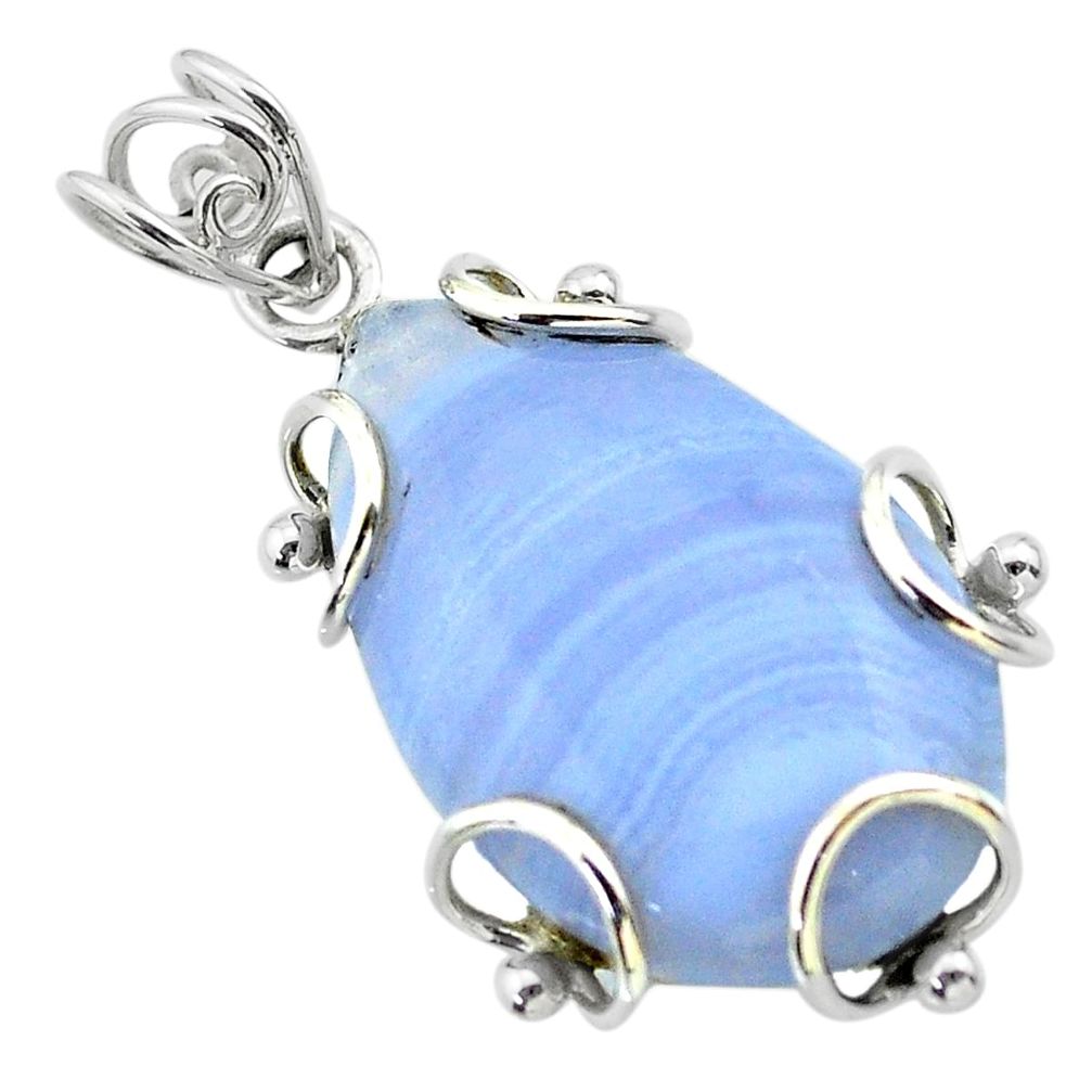 21.05cts natural blue lace agate 925 sterling silver pendant jewelry t31834