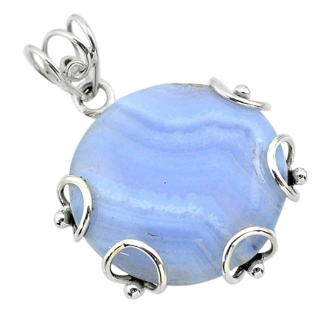 26.19cts natural blue lace agate 925 sterling silver pendant jewelry t31840