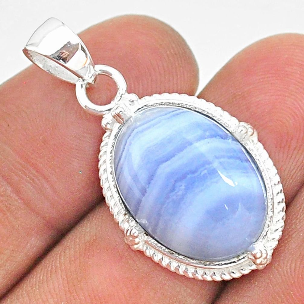 14.72cts natural blue lace agate 925 sterling silver pendant jewelry t35755