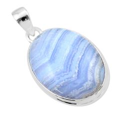 14.62cts natural blue lace agate 925 sterling silver pendant jewelry u40431