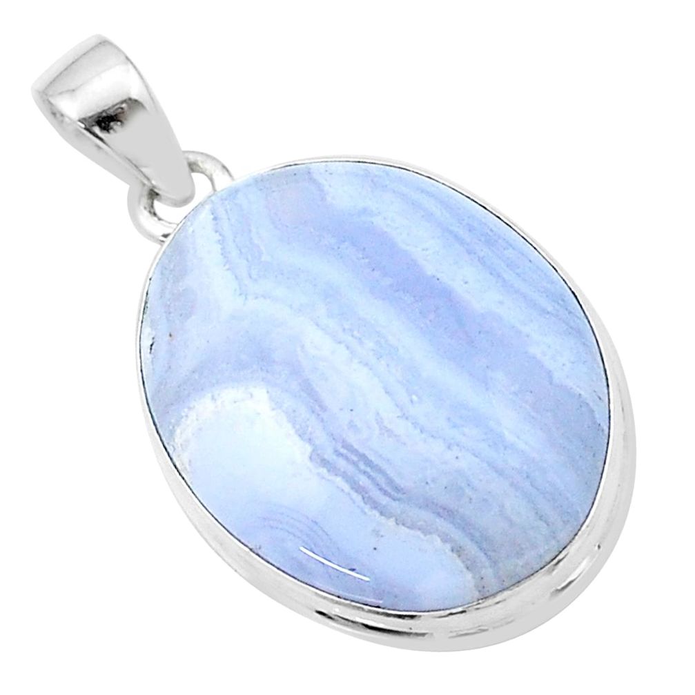 15.67cts natural blue lace agate 925 sterling silver pendant jewelry u40520