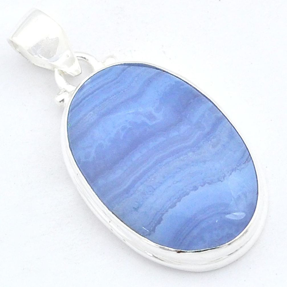 16.87cts natural blue lace agate 925 sterling silver pendant jewelry u59714