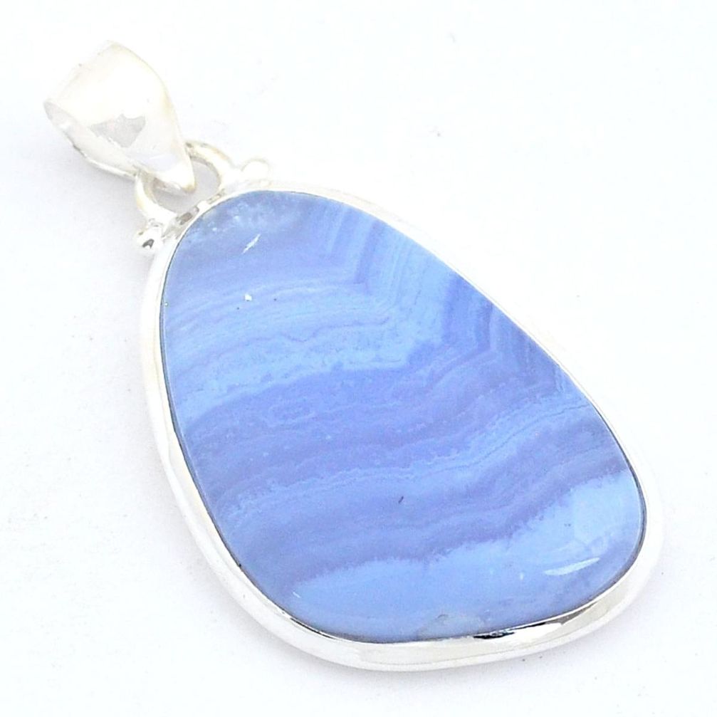 18.28cts natural blue lace agate 925 sterling silver pendant jewelry u59733