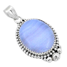 17.69cts natural blue lace agate 925 sterling silver pendant jewelry u90000