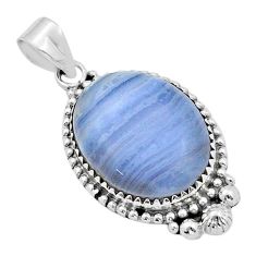 19.04cts natural blue lace agate 925 sterling silver pendant jewelry u90032