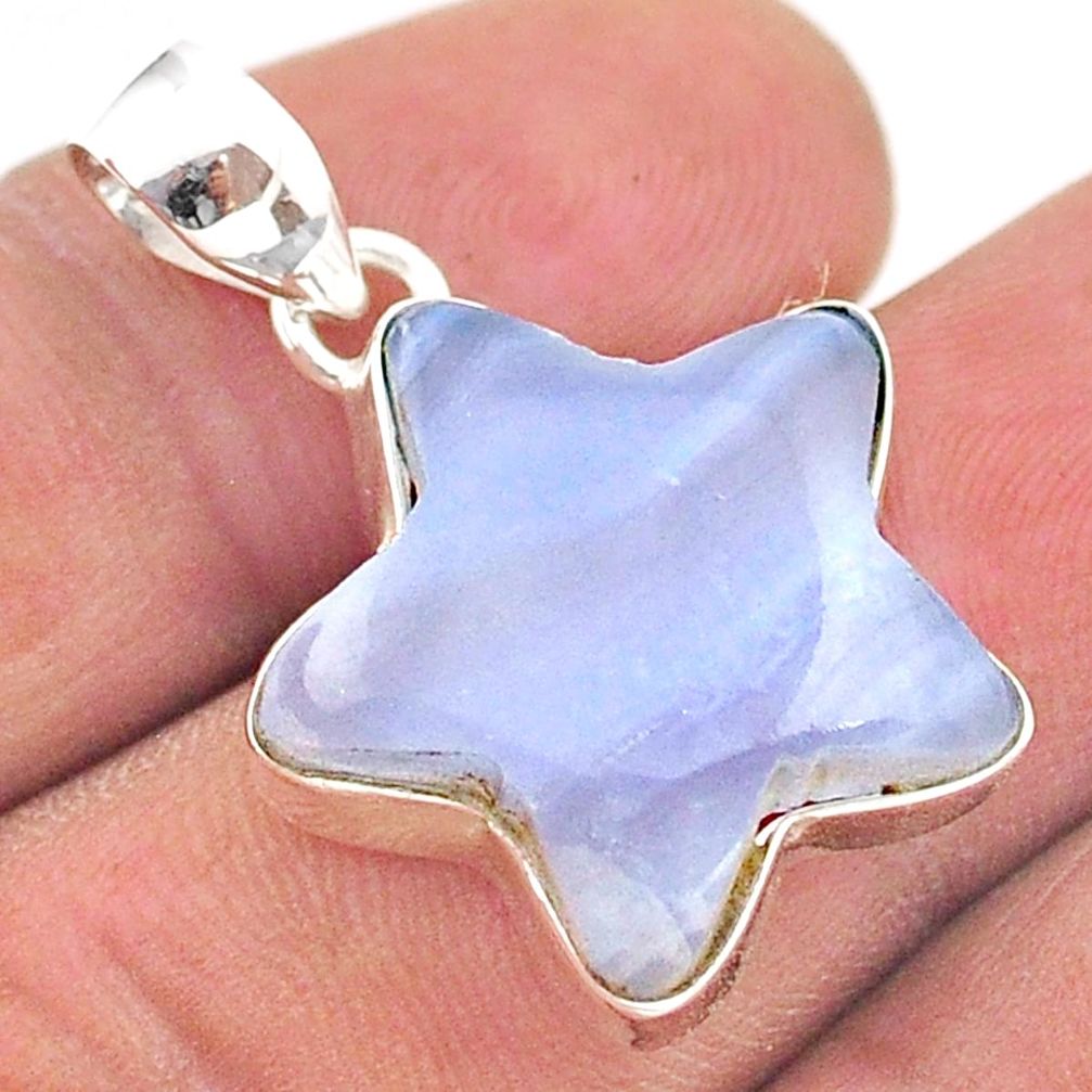 12.22cts natural blue lace agate 925 sterling silver star fish pendant t59471