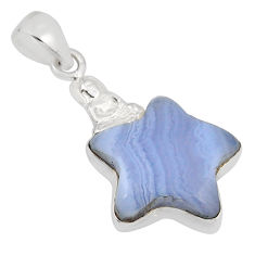 13.63cts natural blue lace agate 925 sterling silver star fish pendant y48314